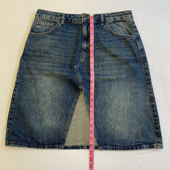 Topshop Vented Denim Skirt, Mid Blue, Size 8, NWT - Picture 12 of 15